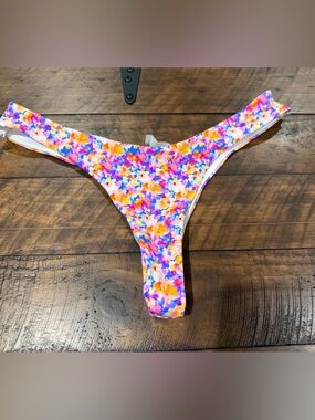 Colorful Floral Thong Bikini Bottom